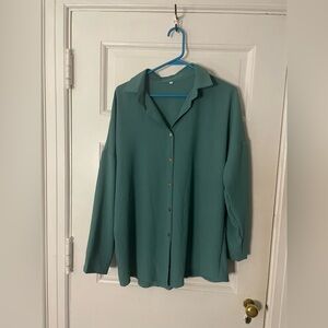 Teal Button-Up Women's Top